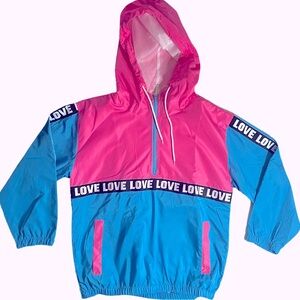 THRILL 94 size medium Pink/blue pull over hoodie windbreaker